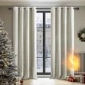 Produktbild: Deconovo Blickdicht Verdunkelungsvorhang Ösen Gardinen Kinderzimmer Thermovorhang Kälteschutz Thermo gegen Kälte Thermogardine Hitzeschutz, 290x140 cm(HöhexBreite), Hellbeige, 2er Set