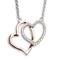 Produktbild: XENOX® LOVE STORY Halskette - Damen Halskette aus hochwertigem 925/- Sterlingsilber mit zwei Herz-Anhänger | XS2776R