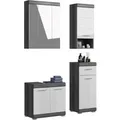 Produktbild: Badkombination m. Spiegelschrank 112 cm x 191 cm x 34 cm Weiß-Rauchsilber 4-tlg.
