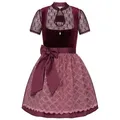 Produktbild: Steigenhöfer Manufaktur Dirndl Damen im Set - Franziska - Vollständiges Oktoberfest Outfit (Komplettes Dirndl Set, Das Set beinhaltet Kleid, Bluse und Schürze) Midi Dirndl - 60cm Rock - Feine Samtoptik und Perlenapplikation rot 46