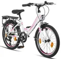 Produktbild: Licorne Bike Stella Premium City Bike 20 Zoll 6 Gang Shimano Fahrrad für Mädchen Herren und Damen 21 Gang Holland Citybike (Weiss 20 Zoll)
