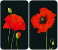 Produktbild: WENKO Herd-Abdeckplatte Universal Modell Mohn, Glas, Kunststoff, (Set, 2 tlg), Herdabdeckung für alle Herdarten, kratzfest, mit rutschfesten Füßen