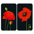 Produktbild: WENKO Herdabdeckplatte Universal Mod. Mohn, höhenverstellbar für alle Herdarten, Schneidebrett und Spritzschutz, Glas, 30 x 52 cm, 2-teilig