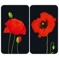 Produktbild: MAXIMEX 2er Glas Herd Abdeck Platten MOHN BLÜTEN Schneide Bretter Küchen Ablage