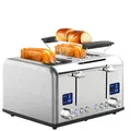 Produktbild: Steinborg Toaster Langschlitz | Digitales Display mit Countdown | Beleuchtete Tasten | 4 Scheiben Toastautomat | XXL Toaster | 1630 Watt | Brötchenaufsatz | Auftau-Funktion | Krümmelschublade |