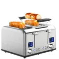 Produktbild: XXL Edelstahl Toaster 4 Scheiben Toastautomat Brötchenaufsatz Krümelschublade