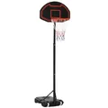Produktbild: HOMCOM Basketballkorb Outdoor 155–210cm Höhenverstellbar Basketball-Backboard Ständer mit Rädern Basketballkorb mit Ständer geeignet für 8-14 Jahre Kunststoff Stahl Schwarz
