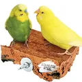 Produktbild: Vogelgaleria® Korksitzbrett 10x10 cm mit Edelstahl Halterung für den Vogelkäfig | Sitzbrett für Wellensittich, Nymphensittich und Papagei zum Schreddern
