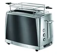 Produktbild: Russell Hobbs Toaster [für 2 Scheiben] Luna Edelstahl Grau (extra breite Toastschlitze, inkl. Brötchenaufsatz, 6 Bräunungsstufen + Auftau- & Aufwärmfunktion, Schnell-Toast-Technologie, 1550W) 23221-56