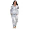 Produktbild: Normann Pyjama Damen langarm Flanell Schlafanzug kariert - 202 15 602 blau 36/38
