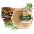 Produktbild: BIOZOYG Palmblatt Geschirr, Schale 200 Stück 275 ml rund - Einweg Suppenteller Salatschale kompostierbar Palmblatt Schale- Einweg Bowl Partygeschirr nachhaltig