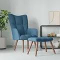 Produktbild: vidaXL Relaxsessel mit Hocker Blau Samt