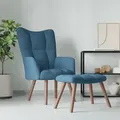 Produktbild: Relaxsessel Mit Hocker Blau Samt - Vidaxl