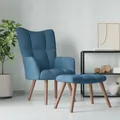 Produktbild: Relaxsessel mit Hocker Blau Samt