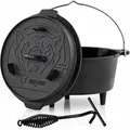 Produktbild: Dutch Oven DO45E, 4,2 l Emaille Gusseisen Kochtopf, Gusstopf, Bräter mit Deckelheber - Bbq-toro