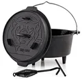 Produktbild: BBQ-Toro Dutch Oven Emaille Serie | Emailliert 4,2 Liter | Gusseisen Kochtopf mit Füßen | Bräter mit Deckelheber, Gusstopf, Feuertopf, Gussbräter, Grilltopf, Gusskessel, Schmortopf