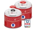 Produktbild: EVOCAMP Gaskartusche Butan Propan 300g, Schraubventil passend für Weber Q100/1200, Zubehör für Campingkocher, Gaskocher, Bunsenbrenner, Lötbrenner, Gasgrill, Gaslampe, 2 St., Einweg, 300 g, EN 417, Sicherheitsventil