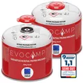Produktbild: EVOCAMP 2x Butan/Propan Gaskartusche 300g, Schraubkartusche für Weber Q100/1200