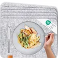 Produktbild: Miqio® - Design Tischset aus Filz | Marken Label aus echtem Leder | 6er Set Platzset (grau meliert) abwaschbar | Filzmatte Tisch Untersetzer Platzdeckchen abwischbar