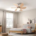 Produktbild: HOMCOM Deckenventilator mit Beleuchtung, 16W LED Deckenlampe mit Ventilator, Pendelleuchte mit 6 umkehrbaren Flügeln, für Schlafzimmer, Wohnzimmer, Buche