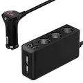 Produktbild: Zigarettenanzünder Verteiler Auto Adapter 12V: 120W KFZ Ladegerät 3 Steckdose 24V Mehrfach Splitter DC mit LED Voltmeter Schalter 4 USB Anschlüsse 6.8A für alle Handys GPS Autokamera und mehr