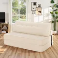 Produktbild: HOMMPA Faltbares Schlafsofa 1,5×1,8m mit Kissen, umwandelbarer Bodensessel mit Rückenlehne für kleine Räume, Büro & Gästezimmer, Weiß
