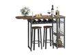 Produktbild: Bestier Bartisch Ausziehbarer Küchentisch mit 2 Hockern (Set, 1 Tisch und 2er-Set Hocker), Weinregal & 3 Ablagen für Küche, Esszimmer