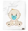 Produktbild: Be Mammy Warme Kuscheldecke Babydecke Blanket Baby Geschenk BE20-168 (Weiß - Junge)