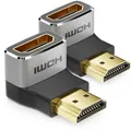 Produktbild: 2x HDMI Adapter Stecker Verbinder 90° Gewinkelt ALU 8K@60Hz 4K@120Hz ARC HDR10+