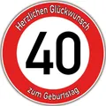 Produktbild: Tortenaufleger Fototorte Zuckerpapier Warnschild 40. Geburtstag rund 14 cm GB07