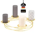 Produktbild: bremermann Kerzenständer in Kranzform, ideal als Adventskranz für Weihnachten oder ganzjährig als Tischdekoration geeignet, Kerzenhalter für 4 Stumpenkerzen, aus Metall (Gold)