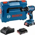 Produktbild: Bosch GSR 18V-45 Professional - Bohrer/Schrauber - schnurlos - 2 Geschwindigkeiten - Bohrfutterschlüssel 13 mm - 45 N.m - 2 Akkus, Ladegerät enthalten - 18 V (06019K3203)