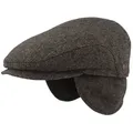 Produktbild: Breiter Schiebermütze einteilig mit Ohrenschutz und Fischgratmuster grau 58