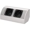 Produktbild: Orno AE-1303/G(GS) Ecksteckdose 2 Fach, Ideal für Küche, Büro und Arbeitsplatte, 45° Aufbau-Montage 3680W 16A