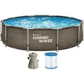 Produktbild: Summer Waves Pool rund 305x76 cm mit Filterpumpe - Dark Double Rattan