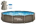 Produktbild: Summer Waves Frame Active Pool Dunkles Doppel-Rattan 305 x 76 cm mit Filterpumpe