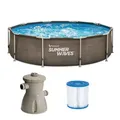 Produktbild: Summer Waves Frame Pool Schwimmbecken Planschbecken Rattan 305cm Filter Pumpe