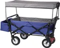 Produktbild: WOLTU Bollerwagen Strandwagen faltbar mit Sonnenschutz, 80 kg belastbar, Blau