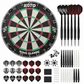 Produktbild: KOTO – King Classic Academy Dartscheibe Set, Turniermaß Sisal Dartboard mit Rotierendem Zahlenring & Klammer, Inkl. 2 Sets Steeldarts 23 g, Dart Zubehör, Dartscheibe Komplettset