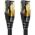 Produktbild: deleyCON 10m CAT8.1 LAN Kabel Patchkabel Netzwerkkabel - RJ45 LAN DSL Kabel Kupfer S/FTP Schirmung 2000 MHz 40 Gbit - CAT.8 Ethernet Kabel RJ45 Stecker vergoldet - Schwarz