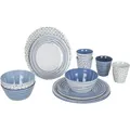 Produktbild: BO-Camp Melamin Campinggeschirr Set Mix&Match Essgeschirr Teller Becher 16tlg blau
