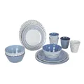 Produktbild: Bo-Camp Geschirr Mix & Match Melamin 16 Teile Blau/Weiß