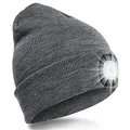Produktbild: SPGOOD LED Beanie Beleuchtete Mütze mit Licht,Wiederaufladbare Winter Warm LED Haube mit Lampe für Angeln,Jogger,Camping,Laufen,Geschenke für Männer Frauen(Dunkelgrau)