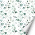 Produktbild: 2 x 0,9 m selbstklebende Folie - Floral (16,66 €/qm) Klebefolie Dekorfolie Möbelfolie Mädchen Junge und Erwachsene grün Eukalyptus Blätter Äste Dekoaufkleber für glatte Oberflächen