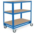 Produktbild: BRB-Lagertechnik Regaltransportwagen Kommissionierwagen mit 3 Ebenen, BxTxH 900x500x1030 mm, Praktischer Schwerlast-Regalwagen