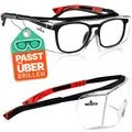 Produktbild: Sicherheits-Überbrille mit Kratzbeständigen Gläsern Seitenschutz Verstellbare...