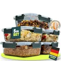 Produktbild: uandu Glasbehälter mit Deckel, 5- teilig, Meal prep Gläser, Frischhaltedosen Glas mit Deckel, Glasdosen mit Deckel Set, Meal prep Boxen Glas