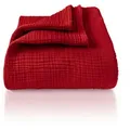 Produktbild: Laynenburg Tagesdecke Musselin aus 100% Baumwolle – Baumwolldecke, Kuscheldecke, Wohndecke als Sommerdecke, Bett-Überwurf, Couch-Überwurf, Sofa-Decke rot 220 cm x 240 cm