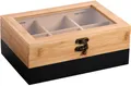 Produktbild: KESPER® Teebox Aufbewahrungsbox mit 6 Fächern, aus Bambus, FSC, Bambus, (1-tlg), mit Kunststoff-Sichtfenster und Metallverschluss