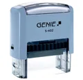 Produktbild: GENIE Stempel S-402, Selbstfärbendes Stempel Set, selbstfärbender Stempel, zum selbstgestalten, Firmenstempel, Textstempel, Bürostempel, 4 Zeilen, inkl. Pinzette, Stempelkissen, blau